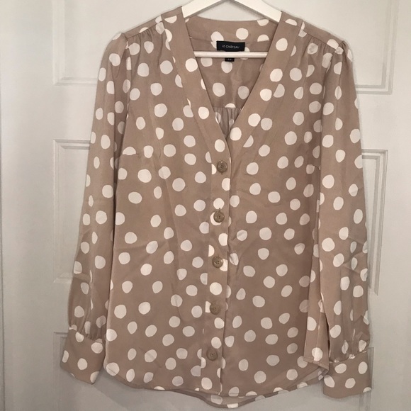 Polka Dot Satin Blouse - Picture 3 of 4